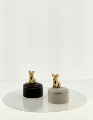 Mini urn 'Gouden hond' - Wit
